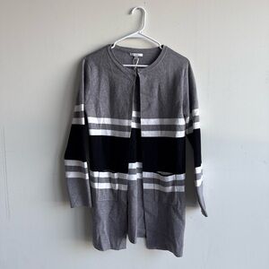 Sioni Gray and Black Striped Cardigan